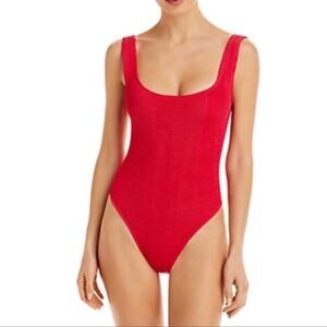 CLEONIE Cherry Red Bathe MAILOT Low Back One Piece SzO/S NWT